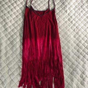 Buckle tie dye fringe  tank top